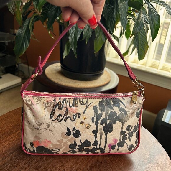 JIMMY CHOO Coated Canvas Pouchette RARE!!